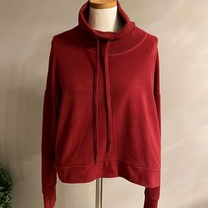 SWEATY BETTY Harmonize Luxe women’s sweatshirt slouchy funnel neck draw string L